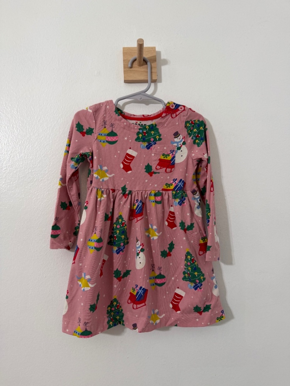 Mini Boden Festive Fun Jersey Dress Holiday Christmas Snowmen Jolly 2-3 Yr